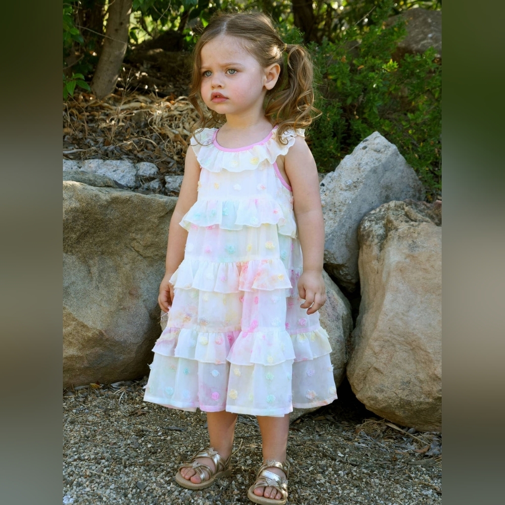 Baby Sara Pastel Ruffle Tiered Girls B13 Dress
